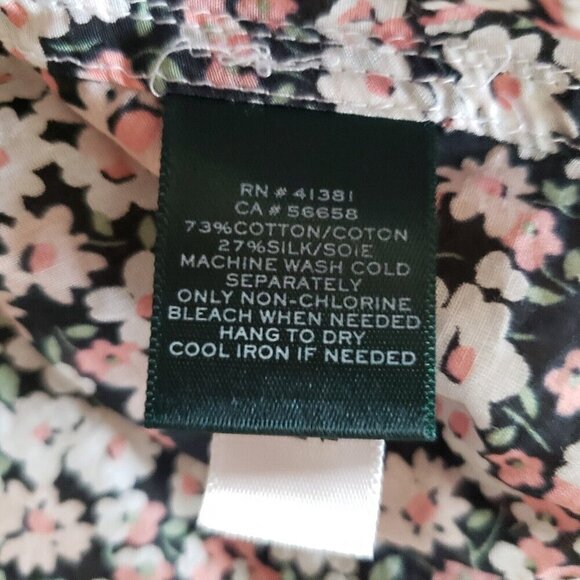 Ralph Lauren Girl's Blouse Silk Blend Floral Pink Button Up Shirt - Size Large - Picture 10 of 12